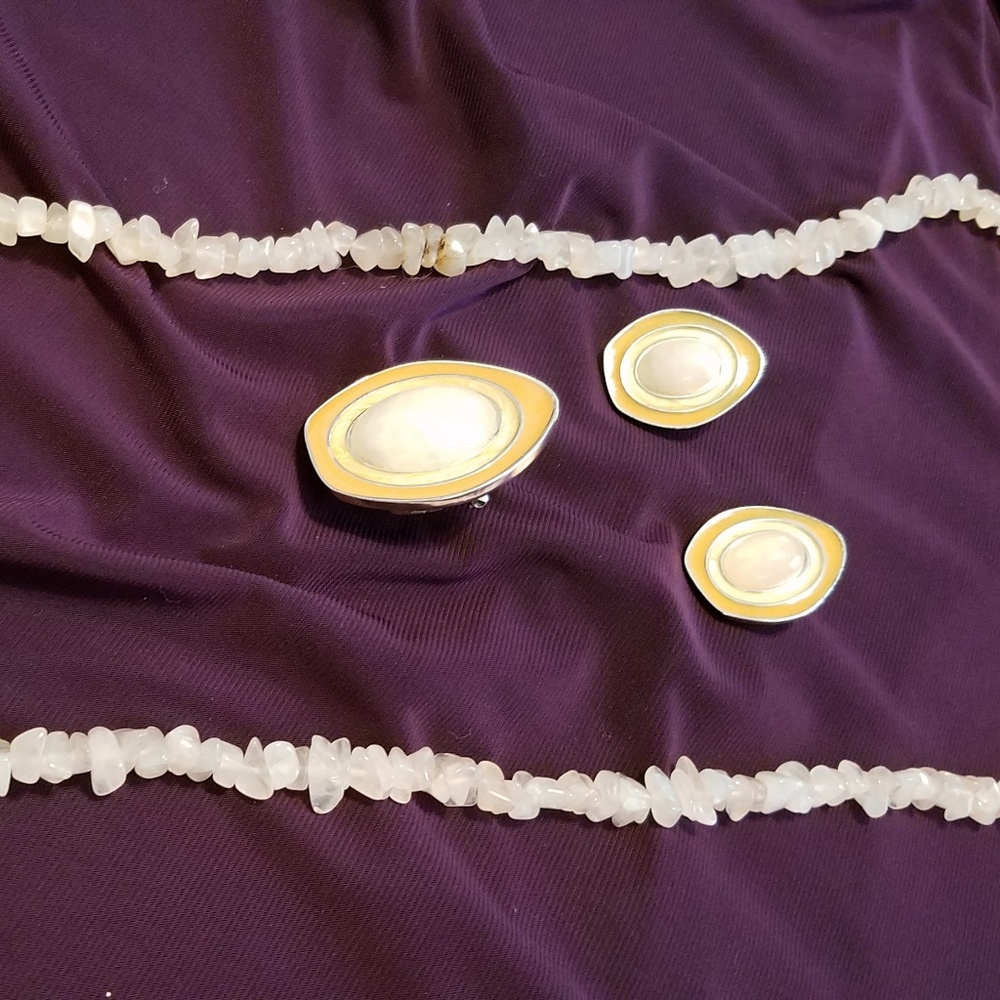 Necklace with earrings and pin/ scarf holder
